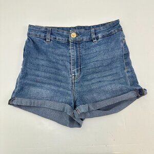Divided Cuffed 2" Inseam Women's size 6 Medium Wash Blue Denim jean Shorts